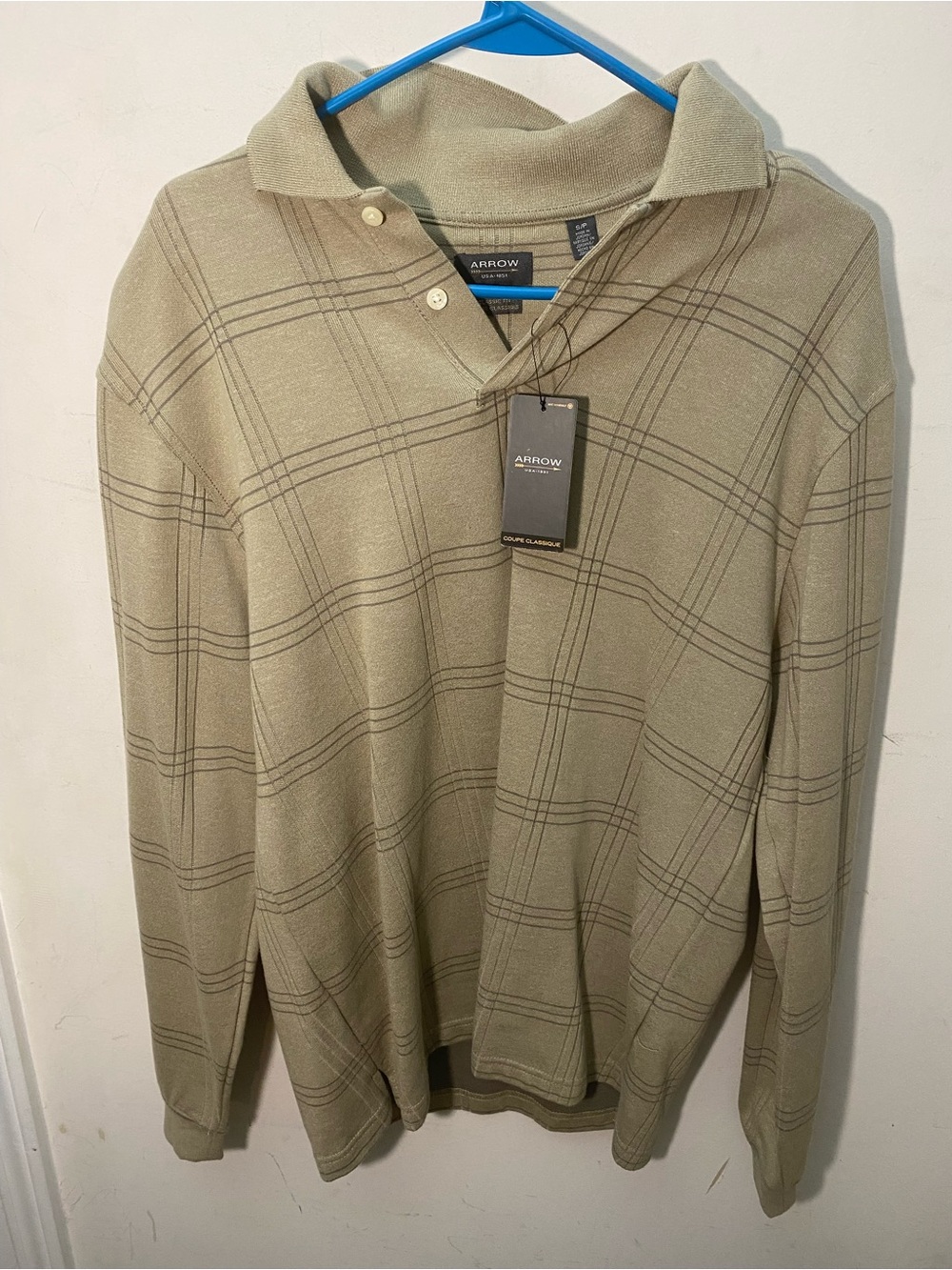 Arrow Men’s Plaid V-Neck Collared Sweater - Olive Green
